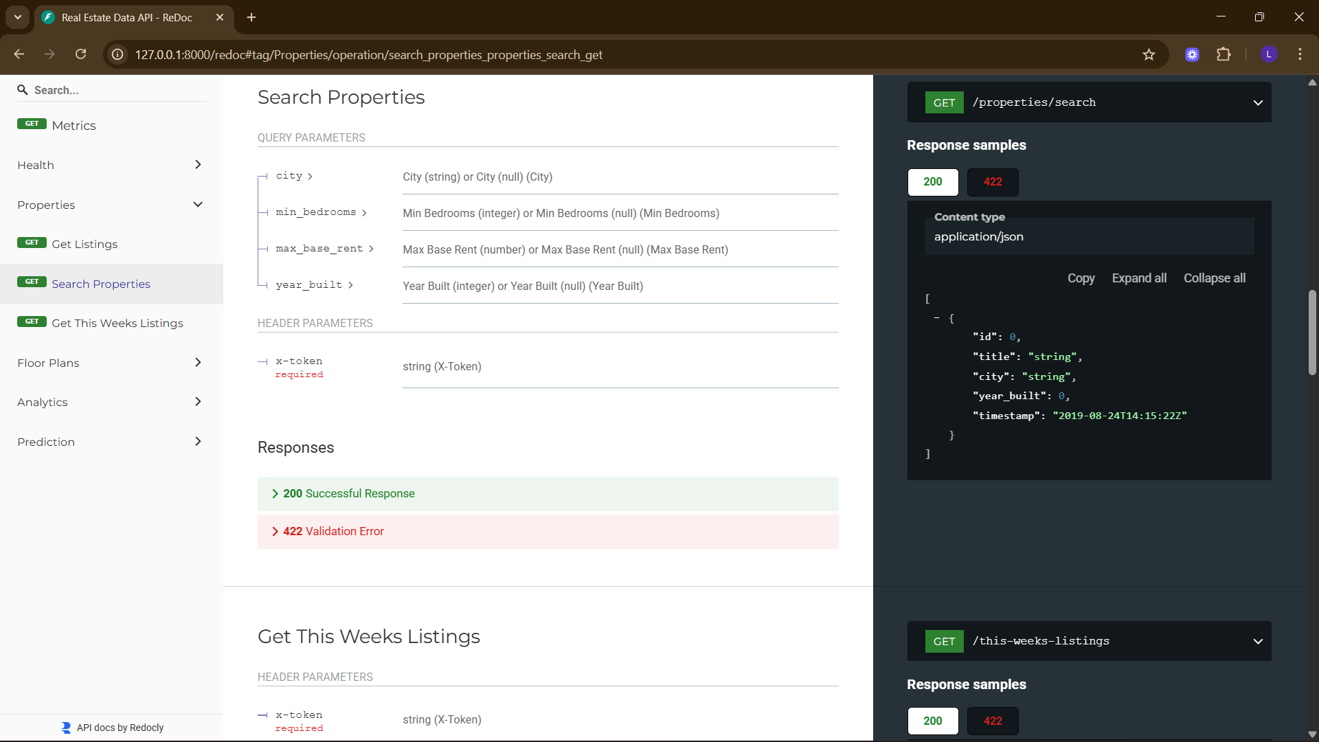 FAST API ENDPOINTS analytics
